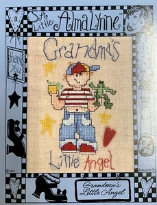 Boy W Frog GRANDMA’S LITTLE ANGEL Cross Stitch Pattern A Little Alma Lynne - Picture 1 of 2