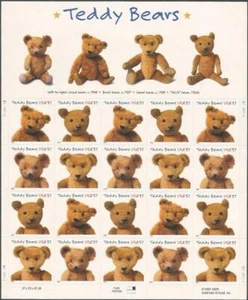Sheet of 20 stamps - Scott 3653-56 - 37 cent - Teddy Bears - 2002 - MNH - Picture 1 of 1