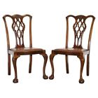 JAMES PHILLIPS CHIPPENDALE STYLE CLAW & BALL SIDE DINING DESK LEATHER CHAIRS
