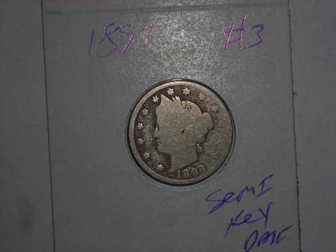 1893 LIBERTY HEAD V-NICKEL SEMI-KEY DATE 5 CENT 1893-P LOT #3 Cover