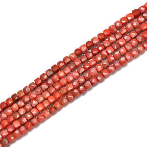 Red Carnelian Faceted Cube Beads Size 4mm 15.5'' Strand (4mm)