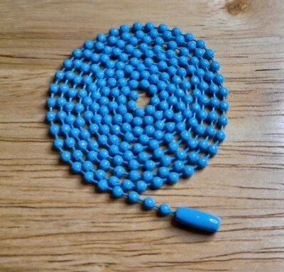 Collar de cadena de etiqueta de perro de moda elegante con cuentas de bola de 2,4 mm color azul de 30" Foto 1 de 4