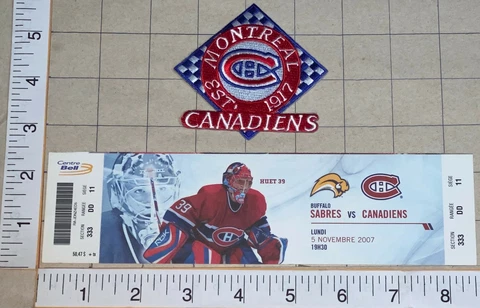 2007 BUFFALO SABRES vs MONTREAL CANADIENS HUET NHL HOCKEY PATCH & TICKET Cover