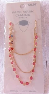 Face Mask Gold Tone Chains/Holders Jewelry Accent - 3 Pack One Size Fits Most - Picture 1 of 2
