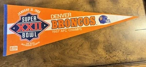 Super Bowl XXII Denver Broncos 1987 AFC Champs Full Size Football Pennant - Picture 1 of 2