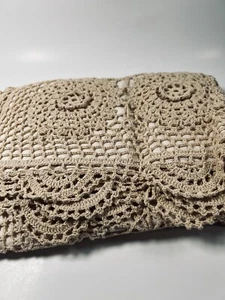 Vintage Beige All Over Hand Crochet Pillow Case. 100% Cotton. King Size. New - Picture 1 of 8