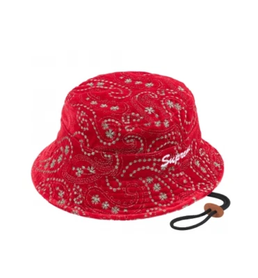 Supreme Velvet Paisley Boonie Rojo Talla S/M FW23 TRITURADORA Spellout Rojo Envío Rápido Foto 1 de 4