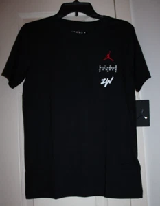 NWT Nike Air Zion Williamson Youth Boy's Large Black S/S Cotton T-shirt 95B942 - Picture 1 of 4