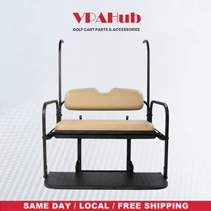 VPAHub Golf Cart Rear Flip Seat for Yamaha G14 G16 G19 G22 Models, Tan Cushions - Picture 1 of 7