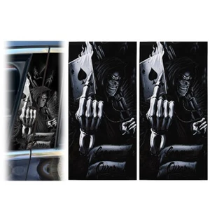 10*19.7inch 2x Skull Car Center Pillar Stickers for Car Window Door Pillar Black - Picture 1 of 10