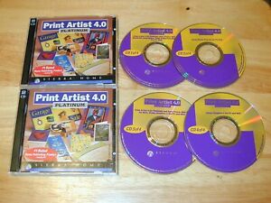 Print Artist 4.0 Platinum PC/Mac 4 CD-ROMs Sierra 1997 for Windows 95 & PowerMac