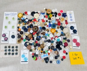 Lot #1 Vintage Sewing Craft Buttons Assorted Sizes Colors Materials 1 Pound - Picture 1 of 20