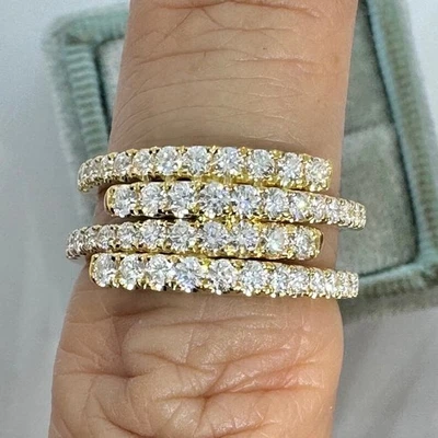 Alianza de cóctel de boda de diamantes de corte redondo de 2,00 quilates enchapada en oro amarillo de 14 quilates Foto 1 de 4