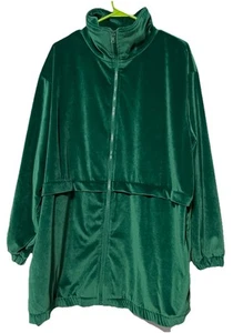 Roamans Velvet Track Jacket Women’s Plus Size 1X Full Zip Emerald Green Casual - Picture 1 of 12