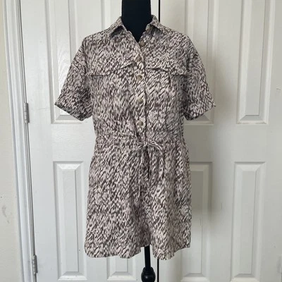 Mameluco Calvin Klein Mezcla Lino Estampado Animal Cuello Botón Frontal Talla 4 Foto 1 de 4