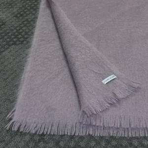 LAURA ASHLEY HOME MOHAIR WOOL 55 X 70" LAVENDER FRINGES BLANKET CHAIR THROW - Picture 1 of 4