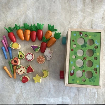 Juguete educativo Montessori para niños pequeños jardín conejo rompecabezas forma zanahoria clasificador Foto 1 de 4