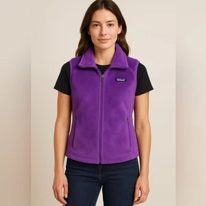 Patagonia Women’s Polartec Fleece Vest Purple Full Zip Pockets Size Medium - Picture 1 of 14