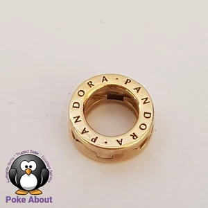 Genuine Pandora Shine Reflexions Logo Circle Clip Gold Plated Charm  - Bild 1 von 9
