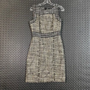 J.Crew Tweed Kleid ärmellos Etui Karriere Party Cocktail schwarz beige Gr. 2 - Bild 1 von 11