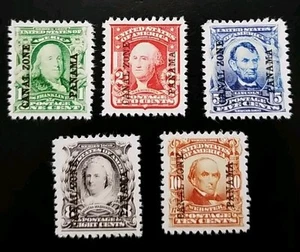 US Canal Zone Stamps SC# 4-8 1904 1-10c CZ Panama Overprint Series Replica Set - Picture 1 of 2