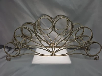 Shabby Chic Off-White Wrought Iron Wine Rack VTG Distressed Metal 6 Holes - Image 1 of 4