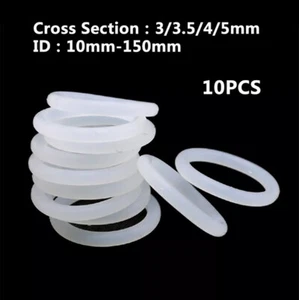 10x White Food Grade Silicone Rubber O Rings Cross Section 3mm-5mm ID 10mm-150mm - Picture 1 of 11