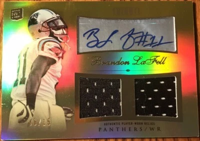 2011 Topps Tribute Autographed Dual Relics Gold Brandon LaFell ADR-BLA #’d 06/15 - Image 1 of 3