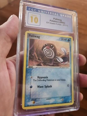 (POP 1) CGC 10 PRISTINE Pokemon Poliwag EX Unseen Forces 67/115 2005 Card - Image 1 of 4