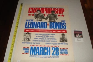 Cartel de lucha original de 1981 Sugar Ray Leonard V. Larry Bonds autografiado, certificado JSA - Imagen 1 de 8