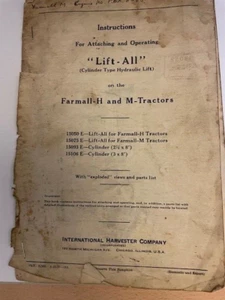 Vintage International Harvester Tractor Hydraulic LiftAll Instruction Book 1939 - Picture 1 of 4