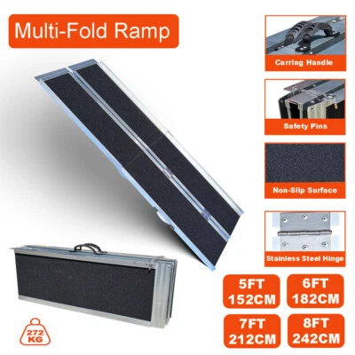 Multi-Folding Aluminium Wheelchair Ramp - 272kg Rated Loading Portable Non-Slip - image 1 of 4