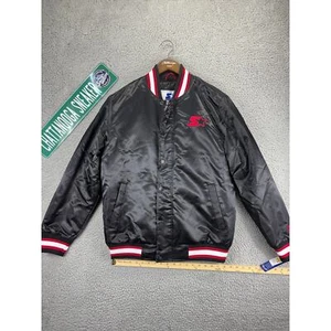 Starter Retro Satin Varsity Bomber Jacket Mens Medium Black Red $225 NWT NEW M - Picture 1 of 10