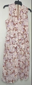 Kate Spade Womens Midi Dress Pink 10 Dahlia Bloom Burnout Sleeveless V-neck Belt - Picture 1 of 9