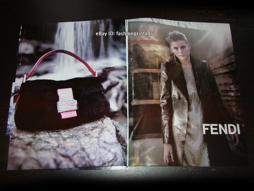 vintage FENDI 5 pagine STAMPA ANNUNCIO autunno 1997 JAYNE WINDSOR donna che indossa pelliccia