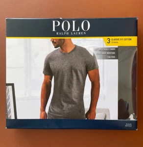 New Polo Ralph Lauren Men 2-pk Classic Fit Crewneck Undershirt M Blk/Navy JN1123 - Picture 1 of 4