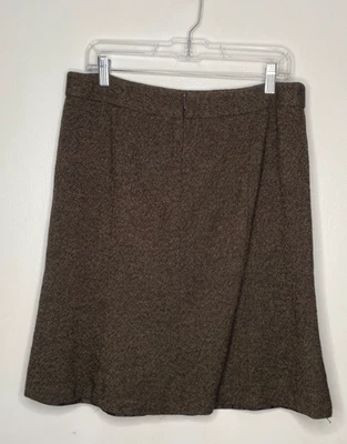 Falda para mujer Antonio Melani marrón tweed mezcla de lana línea A cremallera trasera talla 12 Foto 1 de 4