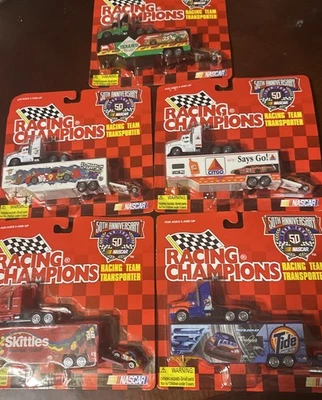 Racing Champions NASCAR 50th Anniversary Series 1:144 Scale 4 Lot Haulers & Cars - Image 1 of 4