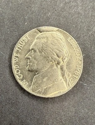 1981 Jefferson Nickel CUD Die break @12 O’clock - Image 1 of 4
