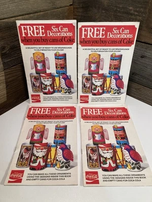 4 Vintage 1977 Coca-Cola Christmas Wrap-Around  Coke Can  decorations--NEW - Image 1 of 4