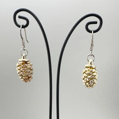 Pendientes de piña real galvanizada de plata esterlina Rose Lady en acero quirúrgico Foto 1 de 4