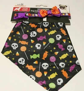 Way to Celebrate! Dog Collar and Bandana Halloween Candy Skulls Sm or Med - Picture 1 of 5