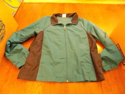 Chaqueta forrada cortavientos Danskin Now XL (16-18) bolsillos con cremallera completa usada en excelente estado verde azulado negro Foto 1 de 4