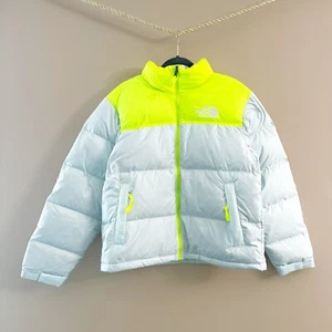 The North Face Men's 1996 Retro Nuptse 700 Down Puffer Jacket M Blue Neon Yellow - Picture 1 of 13