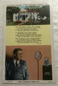 Will Rogers' Geburtsort, 12 Meilen neu ohne Etikett von Claremore, Oklahoma. Ak (A2) - Bild 1 von 2