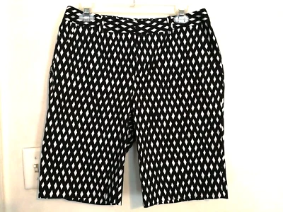 Pantalones Cortos Coldwater Creek Mujer 10 Negro Blanco Ajuste Natural Bermudas Bolsillos Chinos Foto 1 de 4