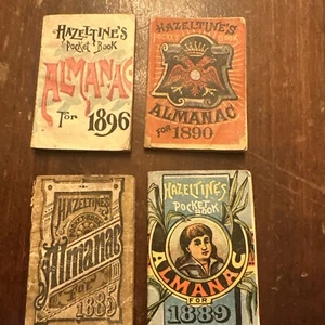 4 Different Antique Original 1890 Hazeltine's Pocket Almanac Miniature Books - Picture 1 of 10