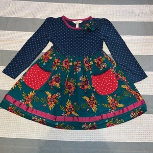 Girls Matilda Jane Dress Size 4 Turquoise Polka Dot Floral Printed - Picture 1 of 6