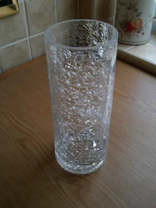Clear Crackle Glass Vase 23 cm tall - Picture 1 of 2