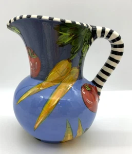 Droll Designs handbemalter Krug 9" HT Karotten Tomaten perfekter Zustand - Bild 1 von 6